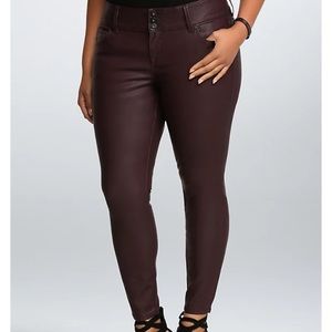 TORRID Premium Faux Leather Jegging - Oxblood, Size 24, Never Worn